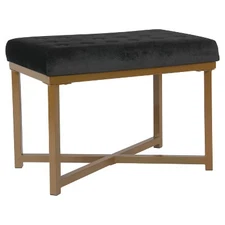 Tufted Velvet Ottoman - Black - HomePop