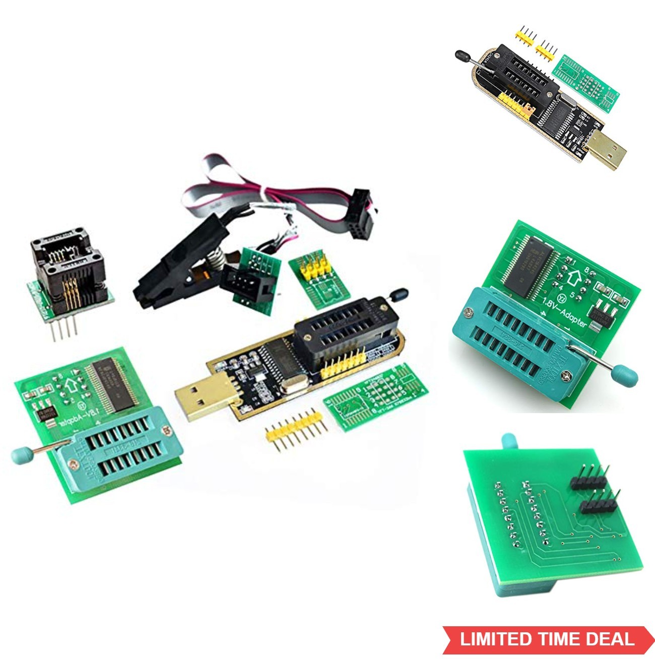USB BIOS Programmer CH341A EEPROM Flash Writer SOIC8 Clip Adapter 1.8V 3.3V 5V