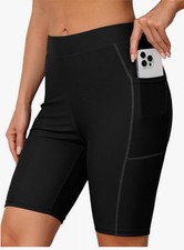 Attraco Women's High Waisted Swim Shorts With Pockets Size Med