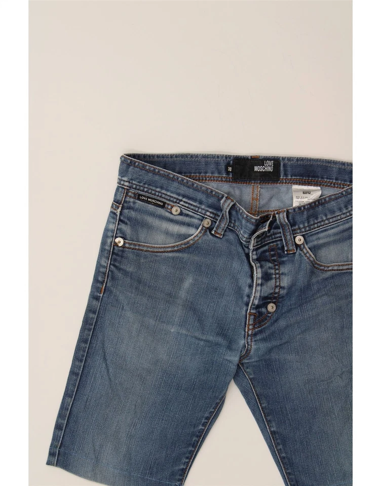 Pantalones cortos de mezclilla para mujer MOSCHINO W30 algodón azul medio HI04 Foto 4 de 4