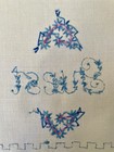 Vintage Hand-Embroidered Cotton Guest Towel, Blue Embroidery on White Background — photo 9