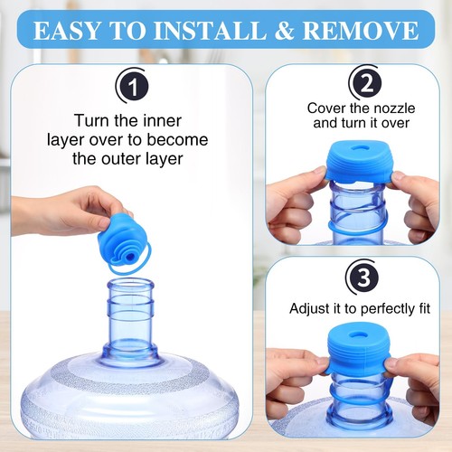 8 Pcs Reusable Silicone Water Jug Caps Replacement Lid for 3 & 5 Gallon - Bild 4 von 6