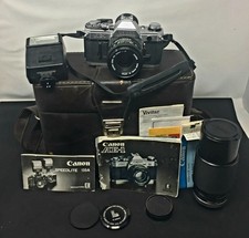 Canon AE-1 Program 35mm Film Camera w/ 50mm F1.8 Lens w/ Extras Working Well