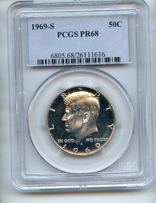 1969 S 50C Kennedy Half Dollar PCGS PR68