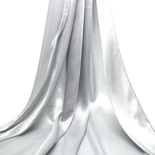 Ralcosuss Damen Satin Seide Schal und Halstuch für Abend dick hell silber - Bild 2 von 4