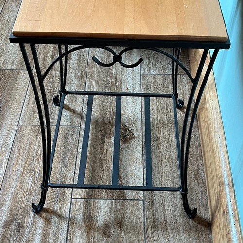 Longaberger Wrought Iron Square Side Table with Woodcraft Lid in Classic Stain - Picture 6 of 14