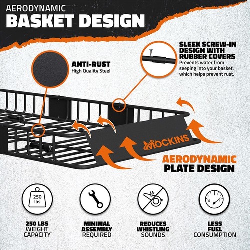 Mockins Rooftop Cargo Carrier Basket - Adjusts from 43-64"L x 39"W x 6"H | 250 l - Bild 2 von 9