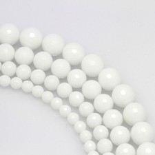 White Onyx Gemstone Round Smooth Loose Beads Jewelry Making 15"6mm 8mm 10mm 12mm