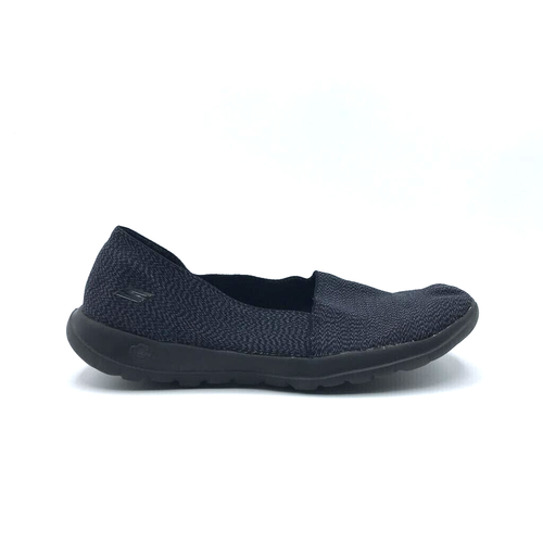 Skechers Go Walk Lite flache Damenschuhe Loafer schwarz runde Spitze Slipper 7,5