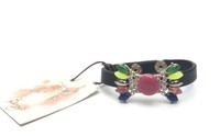 Berry Crystal Embellished Leather Bracelet $42 on sale Berry Crystal Embellished Leather Bracelet $42 on sale