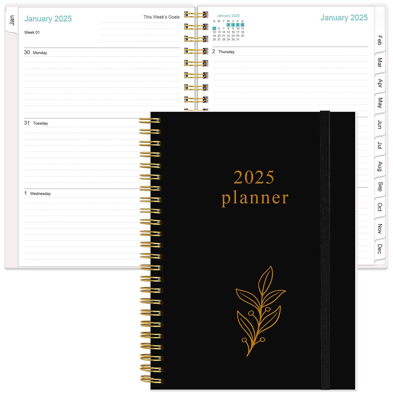 Planner 2025 - A5 Weekly & Monthly Planner Spiral Bound January 2025 - Decemb...-image