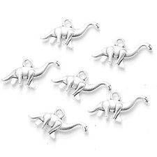 BLUK 100Pcs Dinosaur Charms DIY Jewelry Making Pendants Antique Silver