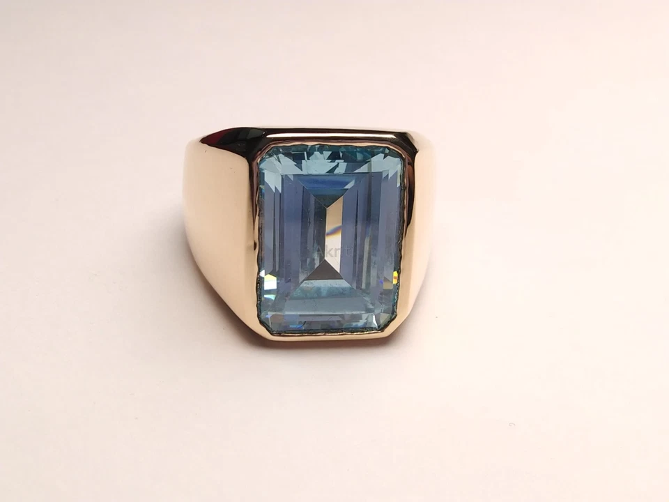 Anillo de hombre perfecto audaz tanzanita cobre sello hecho a mano Foto 4 de 4