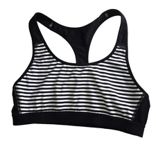 Champion Sports Bra Athletic Top Striped Black White, Women's L