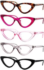 Yogo Vision Reading Glasses 5 Pk Readers for Women Cateye Eyeglasses and Light