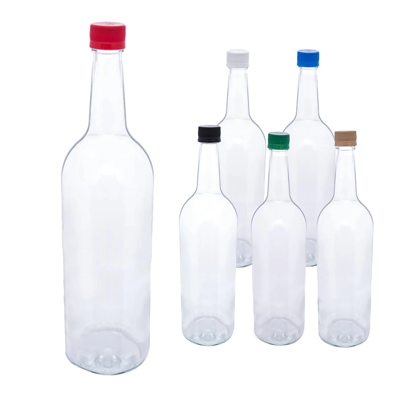 Glass Water Bottle 1 Litre & Cap Juice Mineral Elderflower Cordial Sparkling