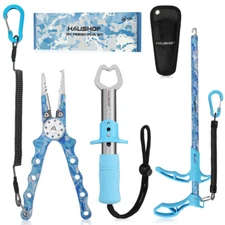HAUSHOF 3PCS Fishing Tool Kit Fishing Plier Sheath Fish Hook Remover Lip Gripper