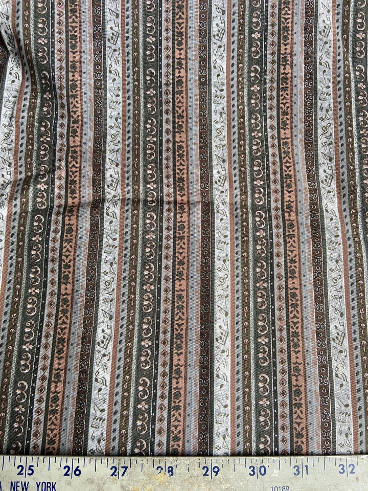 Classical Music Fabric 1/2 Yard Jeffrey Marc Print Concepts Notes Stripes Gray - Image 3 of 4