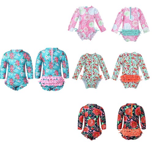 Toddler Girls Bathing Suit Sleeveless Swimsuit Water Park Swimwear Beach Pool - Picture 6 of 49