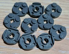 10 x GENUINE LEGO dark grey round plate with axel hole (2x2) part 4032