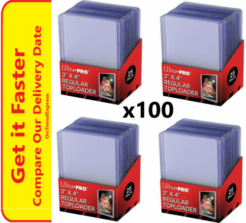 100 x Ultra Pro CLEAR TOPLOADER 3x4 Tarjeta Regular Protector Rígido 35pt 4 Paquetes - Imagen 1 de 5