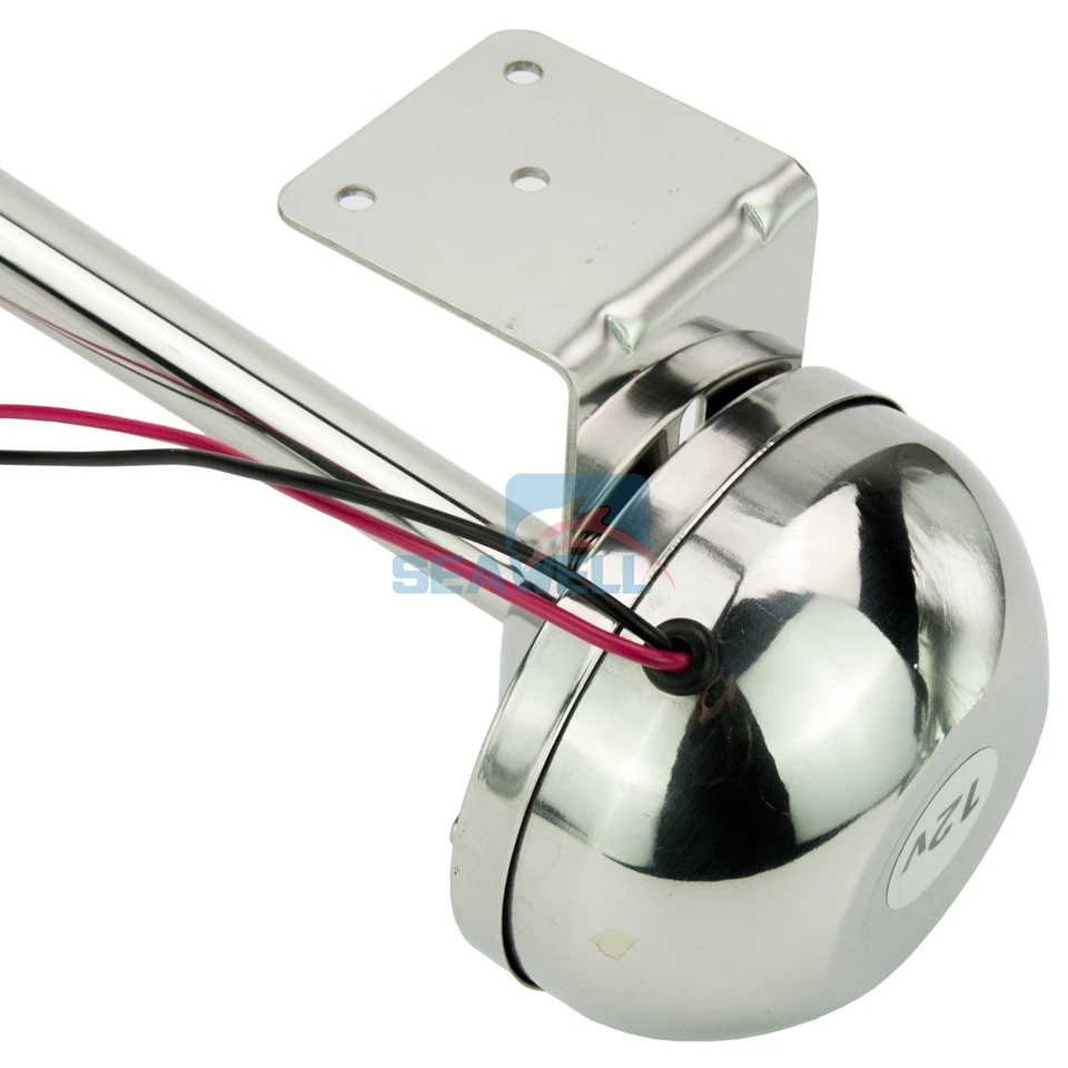 Klaxon de trompette marin en acier inoxydable, klaxon de bateau simple 12V - Photo 4/4