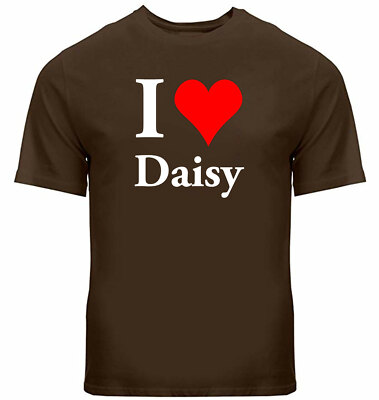 Heart Daisy T-Shirt Gift Printed I Love Daisy Unisex Jersey Short Sleeve Shirt