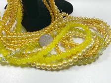 Bulk Lot Glass Beads for Bracelet Making YELLOW Round 6mm 8mm 1 lb 1000 pcs