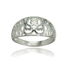 Sterling Silver High Polished Vintage Filigree Ring, Size 9