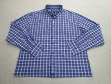Mizzen+Main Shirt Mens XL Blue Trim NO TUCK Plaid Untuck Leeward Performance