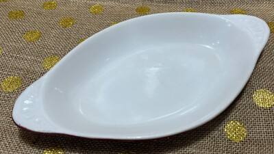 Chefsware Baking Dish Pan Maroon Cream Restaurant Quality Stoneware 10 x 5.25 