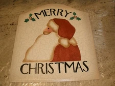 Merry Christmas Santa Tin Sign Wall hanging 12" x 13.5" EUC (GS5)