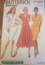 BUTTERICK Sewing Pattern #4106 Misses/PETITE TOP & SKIRT' size 12-14-16 UC/FF