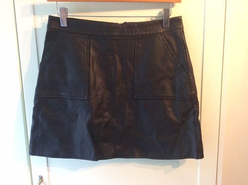 Forever 21 Mini Skirt Medium Black Faux Leather Used BLACK PVC MINI SKIRT W27 - Picture 10 of 12