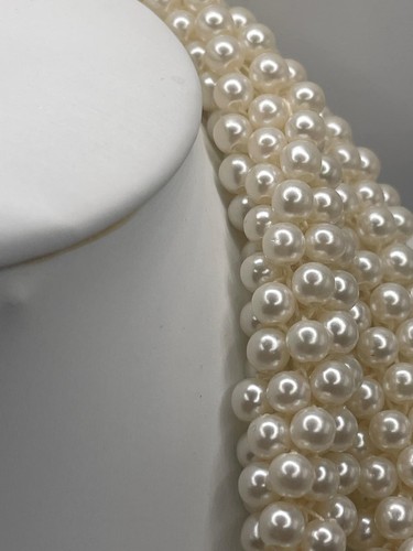 Vintage 40" Tubular Pearl Necklace Faux Seed Pearl Classic Elegant Sophisticated - Picture 4 of 7