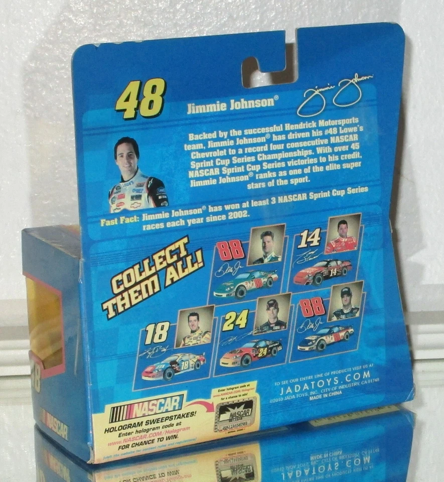2010 JADA 玩具 JIMMIE JOHNSON #48 LOWE'S 机动拉回车辆 全新带盒 XRARE — 第 4/4 张图片