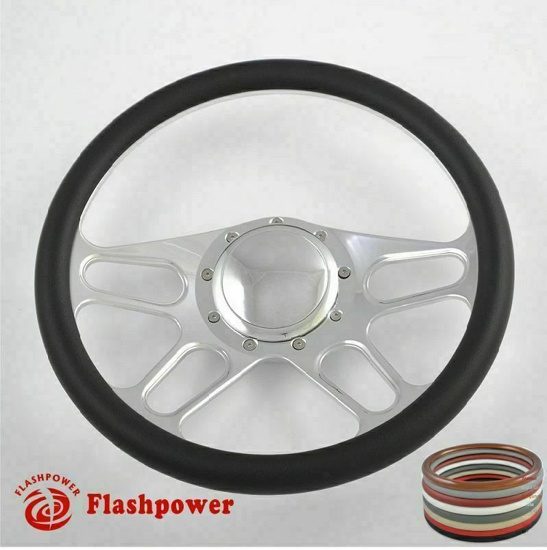 Volantes envolventes azul billet pulido 14" Chevy GM Corvair Impala con cuerno Foto 4 de 4