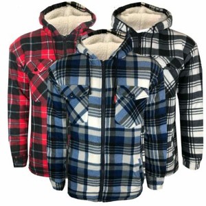 flannel fleece lined hooded jacket