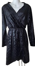 Womans Dress Kurt Muller Black wrapped snakeskin printed long sleeves Size 12