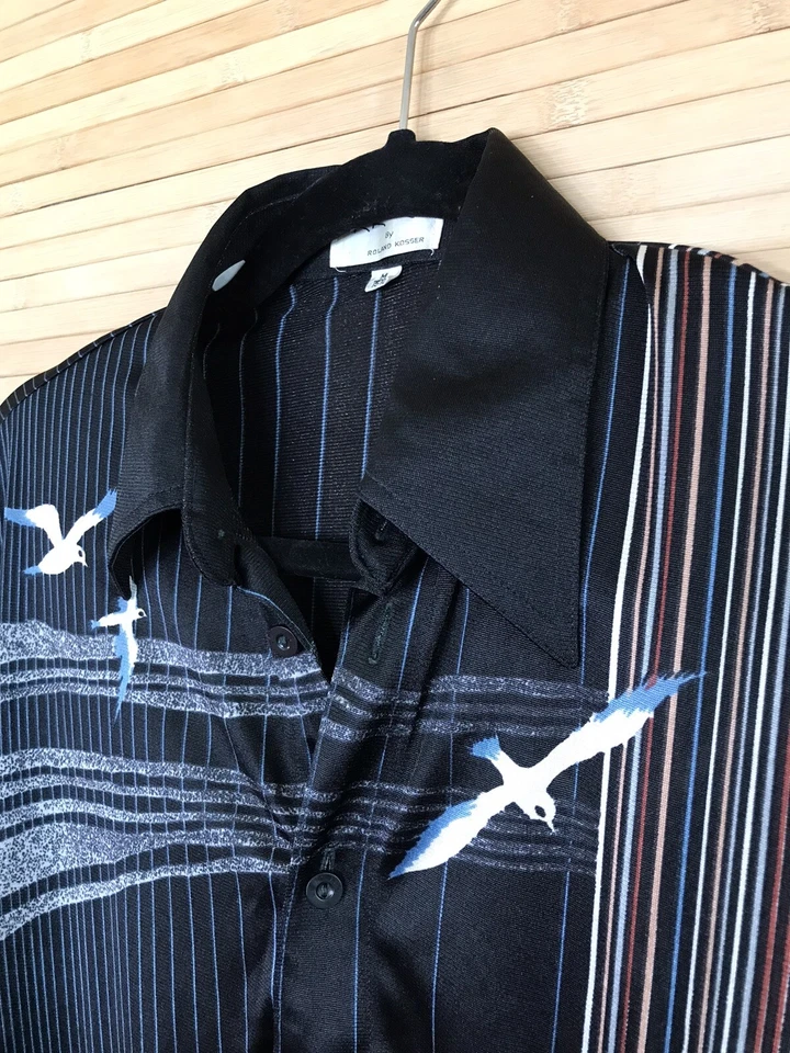 Camisa De Colección Años 70 Roland Kosser Talla M Sábado Noche Fiebre Art Deco Pájaros Discoteca Foto 2 de 4