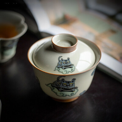150ml Boutique Tiger Art Ceramic Tea Tureen Household Honey Glaze Porcelain Gaiw
