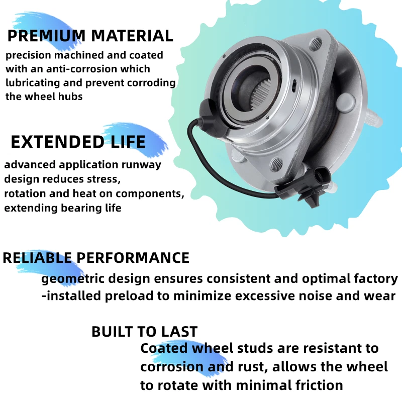 Conjunto de cojinete de cubo de rueda delantera para Chevy Cobalt HHR Malibu Pontiac G6 Aura Foto 3 de 4