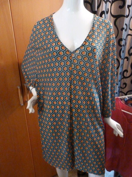 Kleid ZARA TRAFALUC, Gr. L, orange-mint-schwarz +