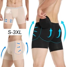 Men Shaper Shorts Hip Lift Boxer Briefs Slim Shapewear Underwear Detachable Pads