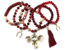 5 LAYER STRETCH RED STRETCH BRACELETS ELEPHANT  5189 