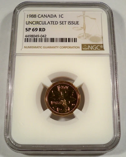 1988 1c CANADA NGC SP 69 RD CENT FROM THE UNCIRCULATED SET SP 69 RED