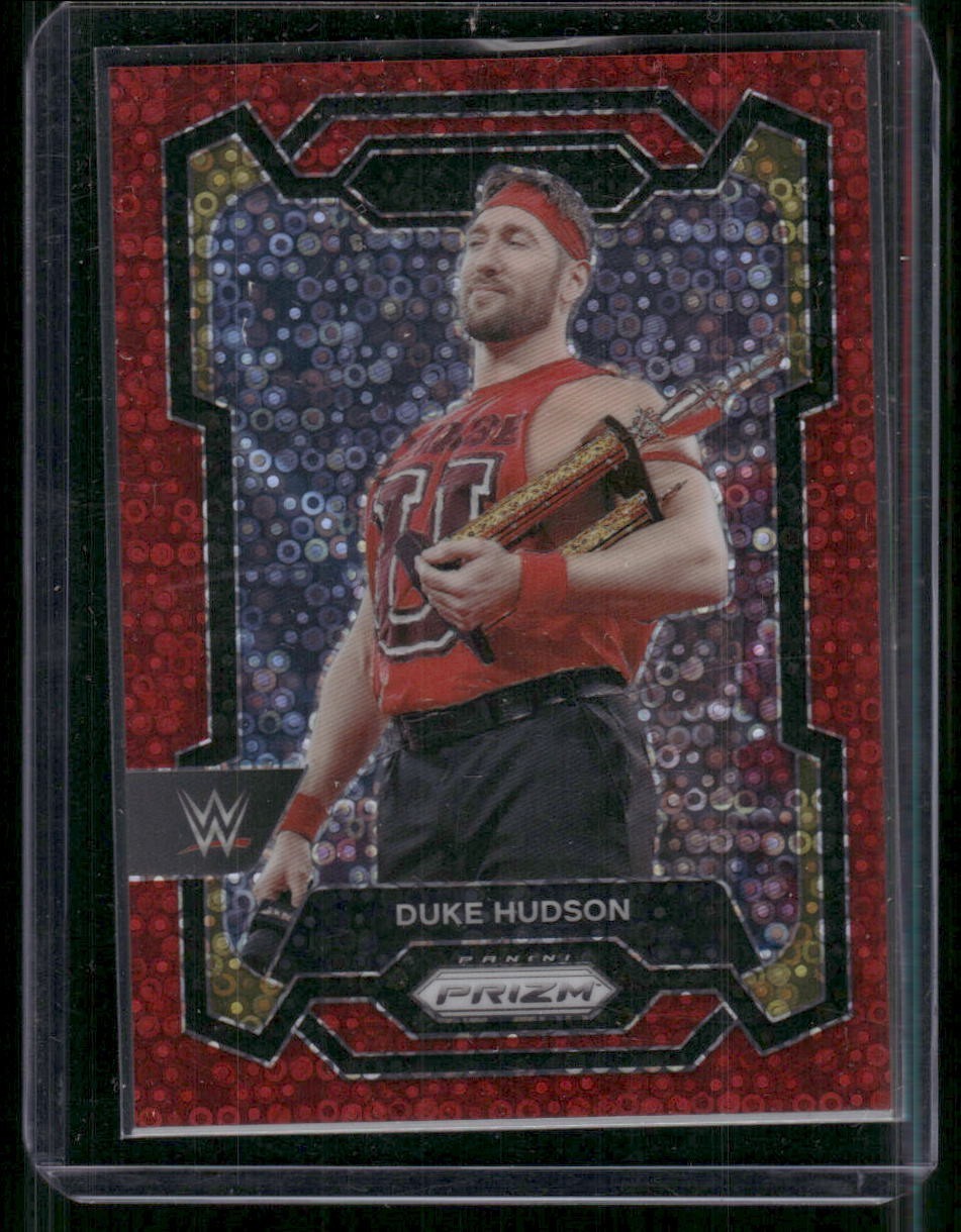 DUKE HUDSON 2024 Panini Prizm WWE Red Disco Parallel #D /99