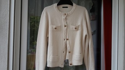 Calliope Strickjacke XL, wollweiß Viscose schöne Details