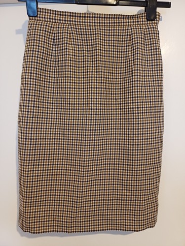 Aquascutum, Vintage Aquascutum Plaid Houndstooth Brown Pencil Skirt 26" Waist *See Descript*