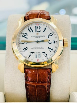 Vacheron Constantin Malte 42015/000J 18k Yellow Gold Leather Band Watch